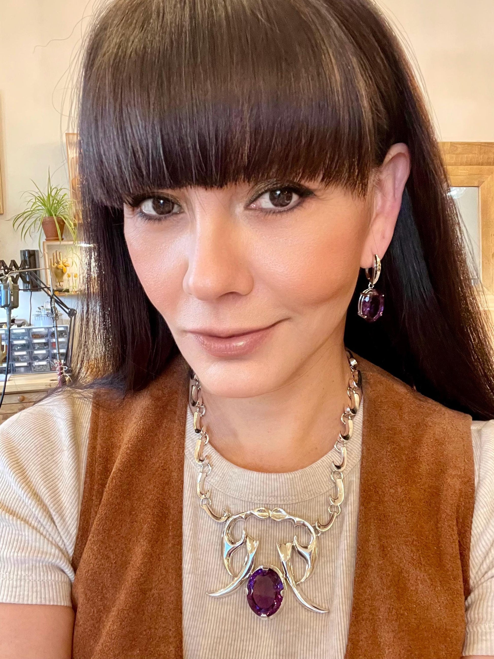 Sterling Silver vintage statement amethyst necklace choker Colors Of Etnika