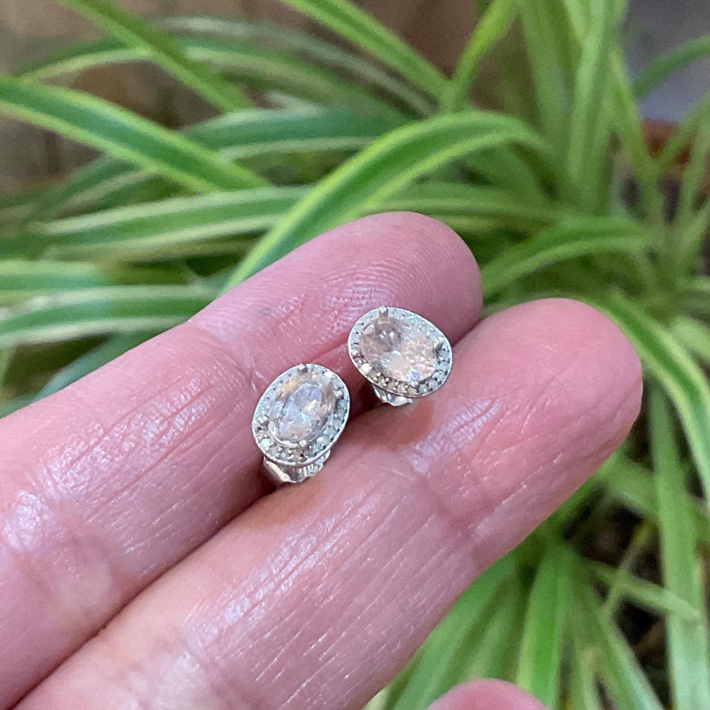 sterling silver Pink morganite natural diamond post Earrings Colors Of Etnika