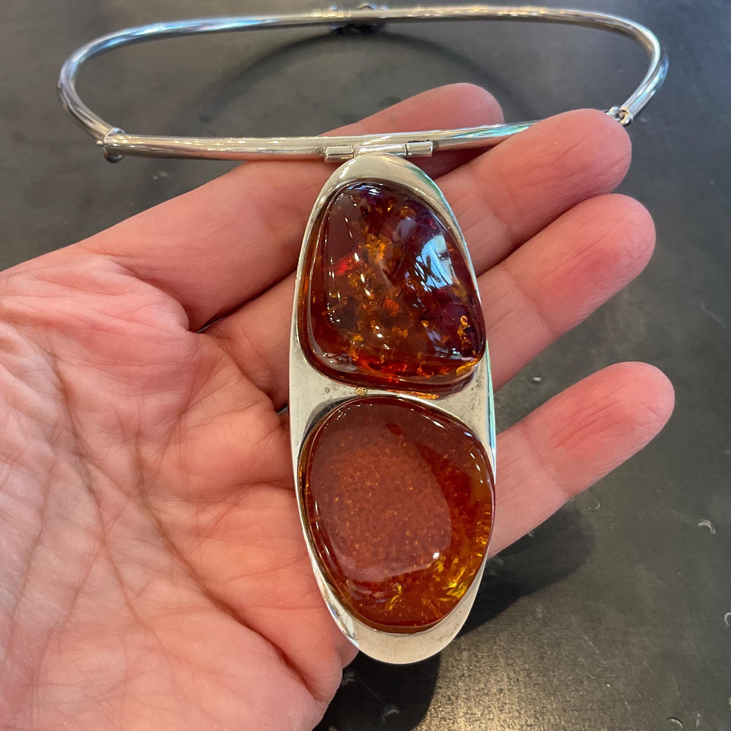 Sterling Silver necklace choker amber with Etsy rule compliance Colors Of Etnika