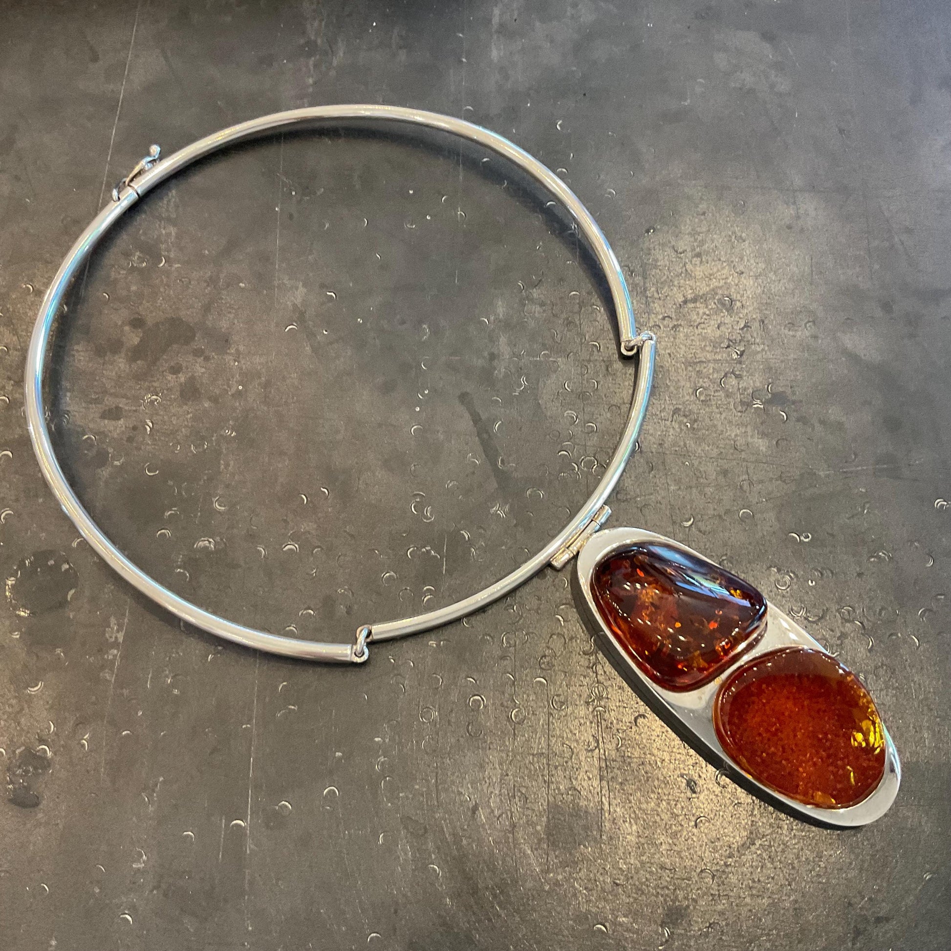 Sterling Silver necklace choker amber with Etsy rule compliance Colors Of Etnika