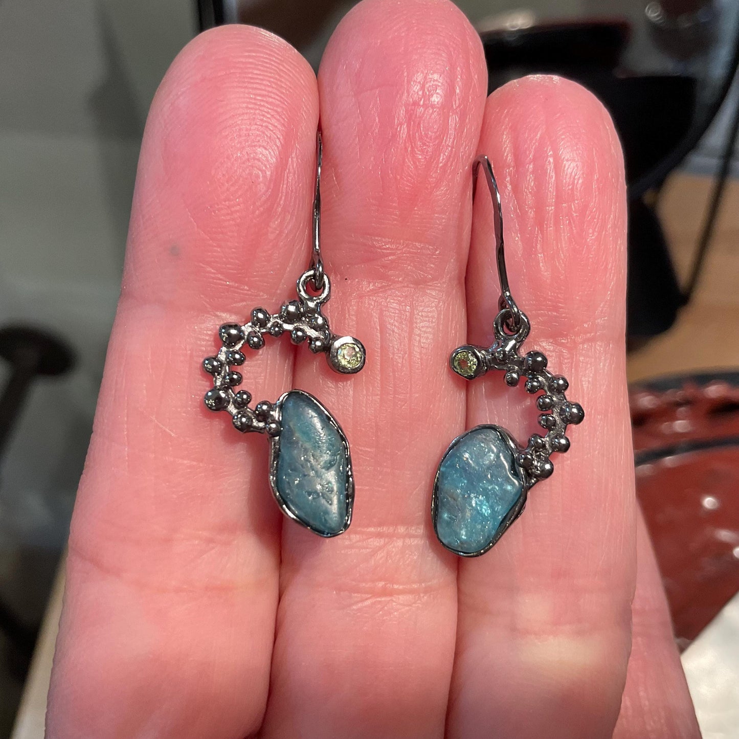 Sterling Silver Blue Apatite dangle Earrings Colors Of Etnika
