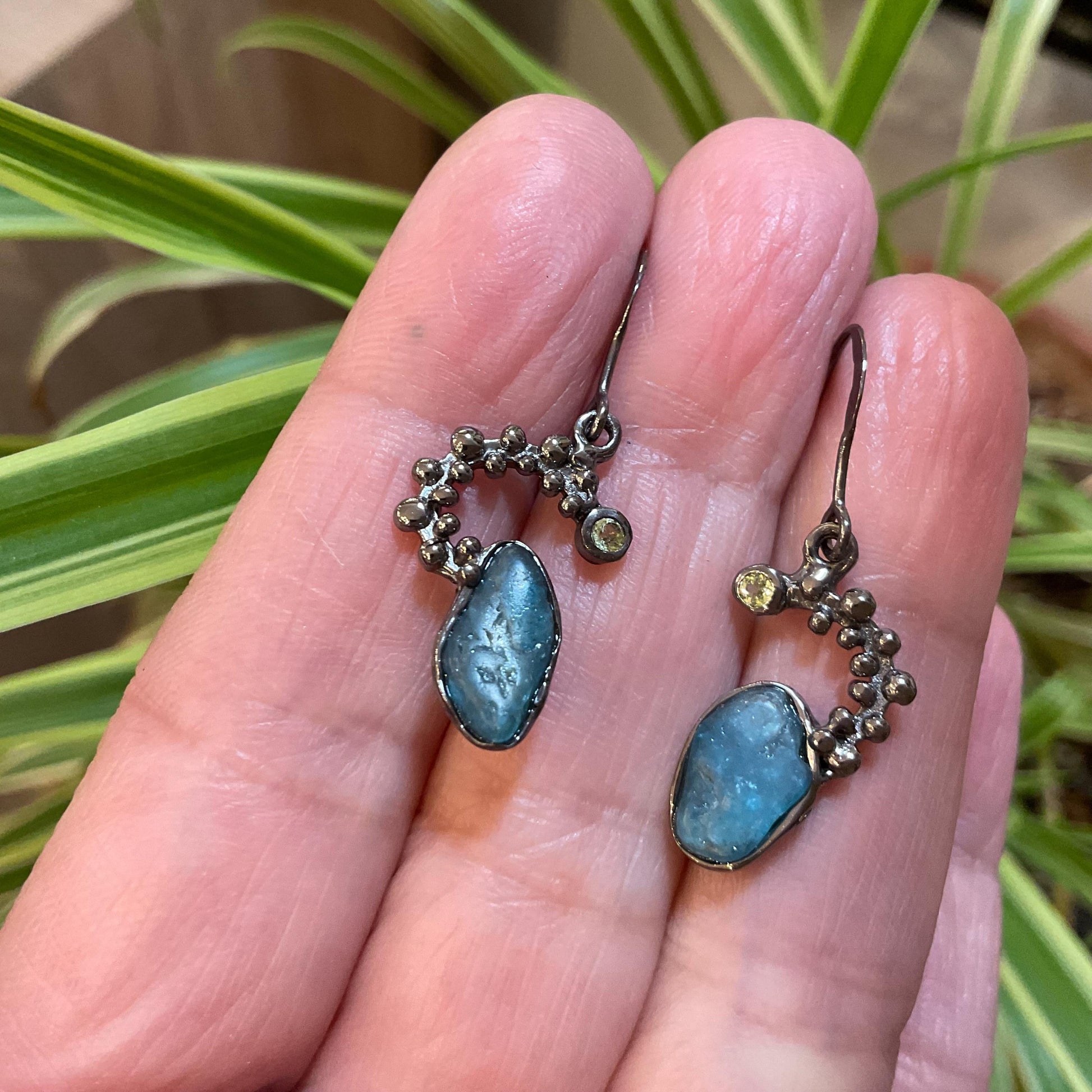 Sterling Silver Blue Apatite dangle Earrings Colors Of Etnika