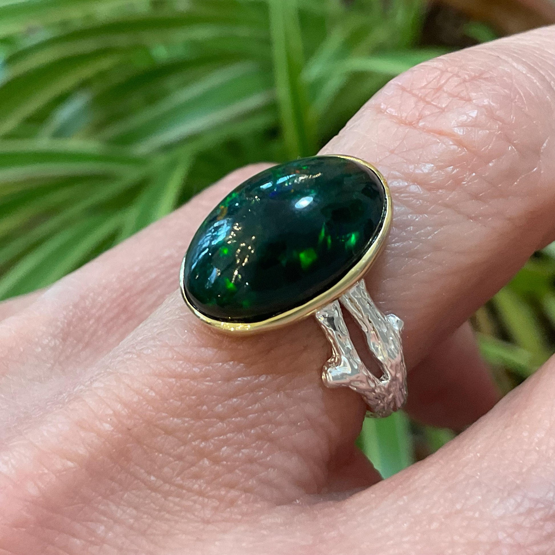 sterling silver Natural mesmerizing Fire Opal solitaire oval ring 6.5 Colors Of Etnika