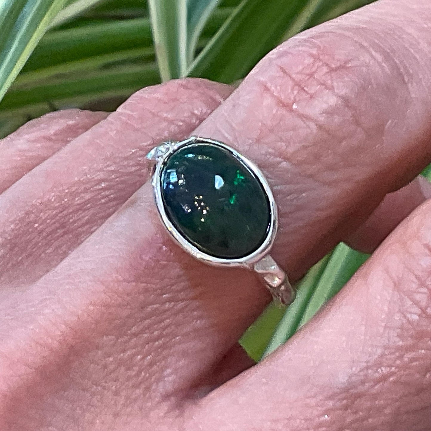 sterling silver Natural mesmerizing Fire Opal solitaire oval ring 7.5 Colors Of Etnika