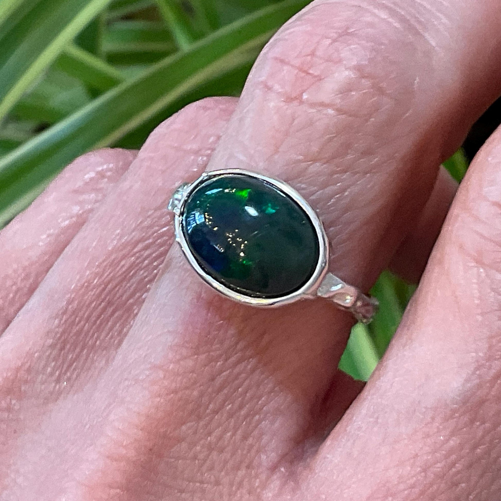sterling silver Natural mesmerizing Fire Opal solitaire oval ring 7.5 Colors Of Etnika