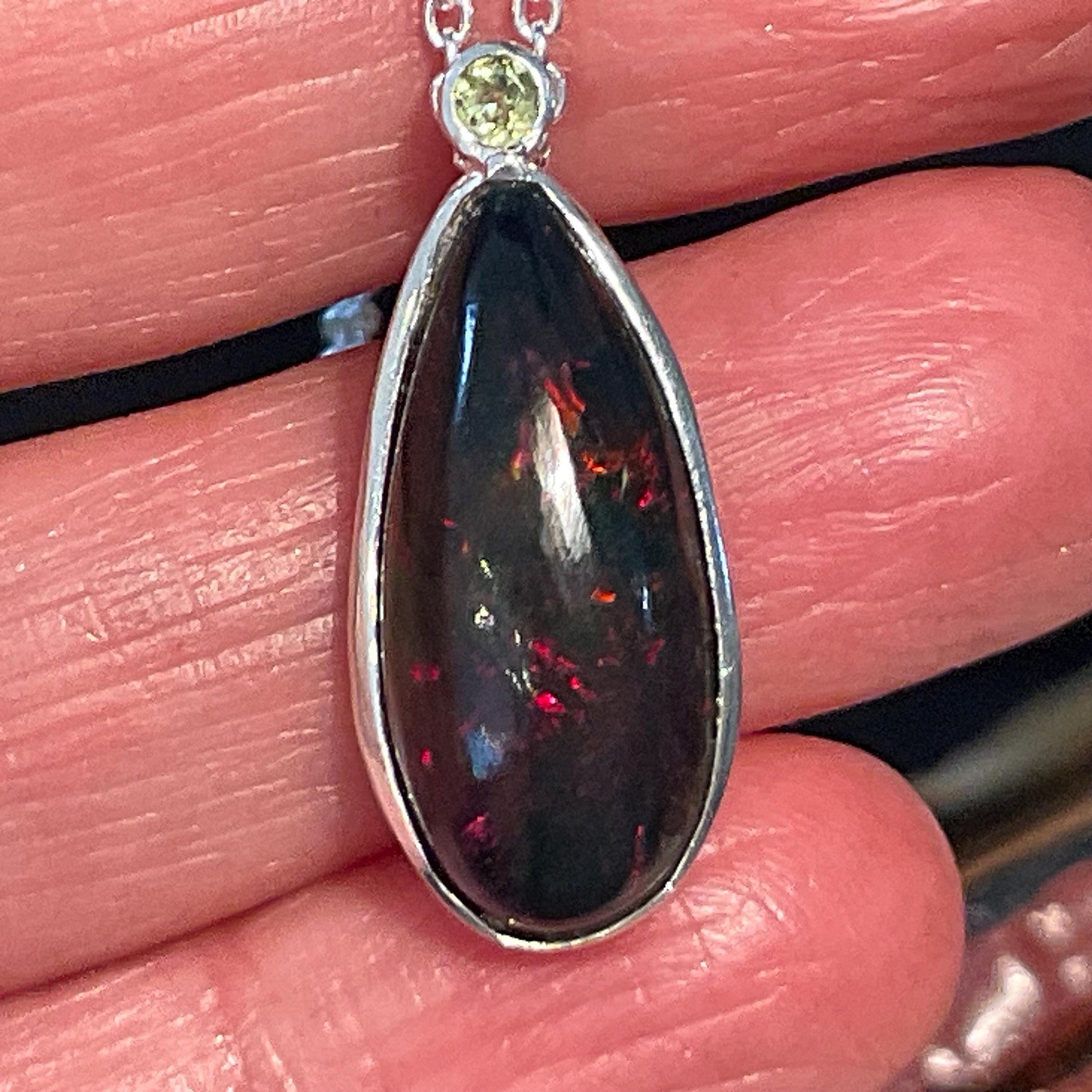 Natural blue fire opal Sterling Silver pendant with Necklace Colors Of Etnika