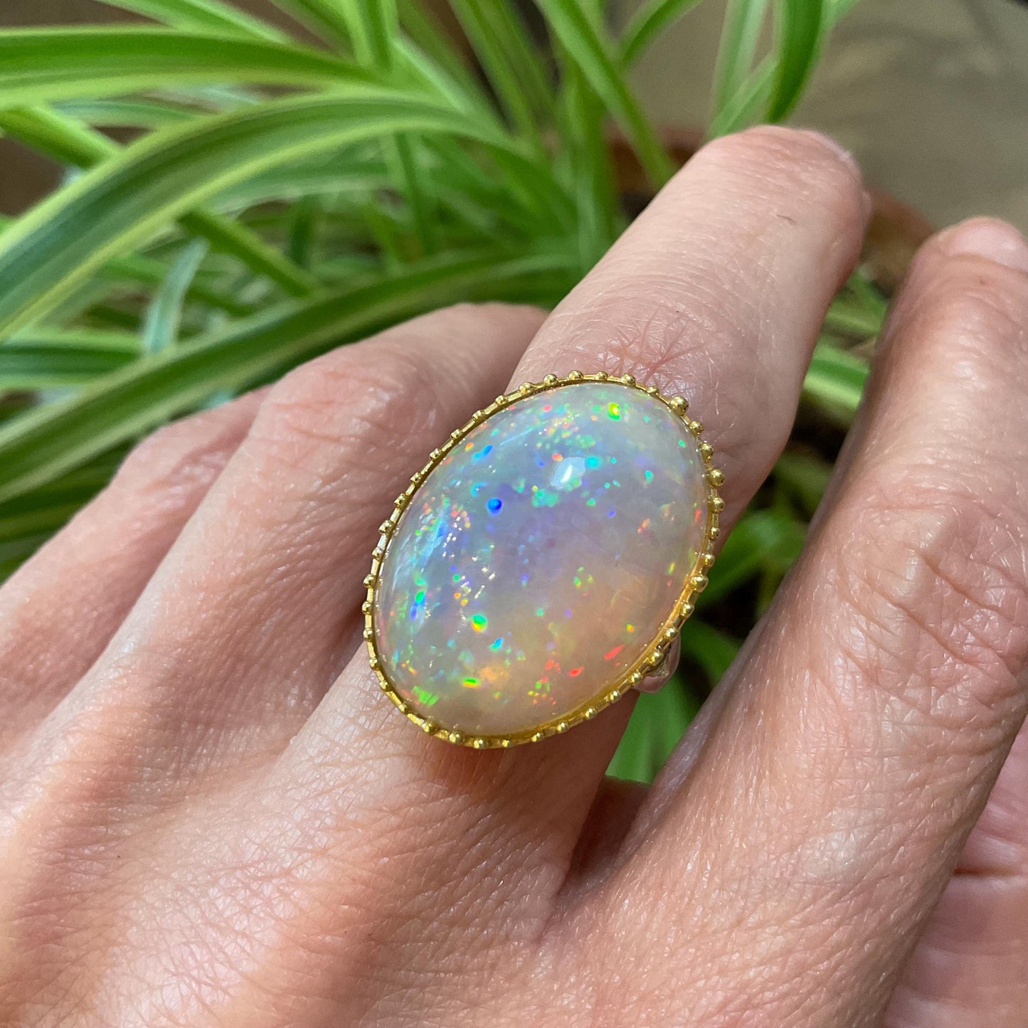 sterling silver Natural mesmerizing rainbow Opal ring 8 Colors Of Etnika