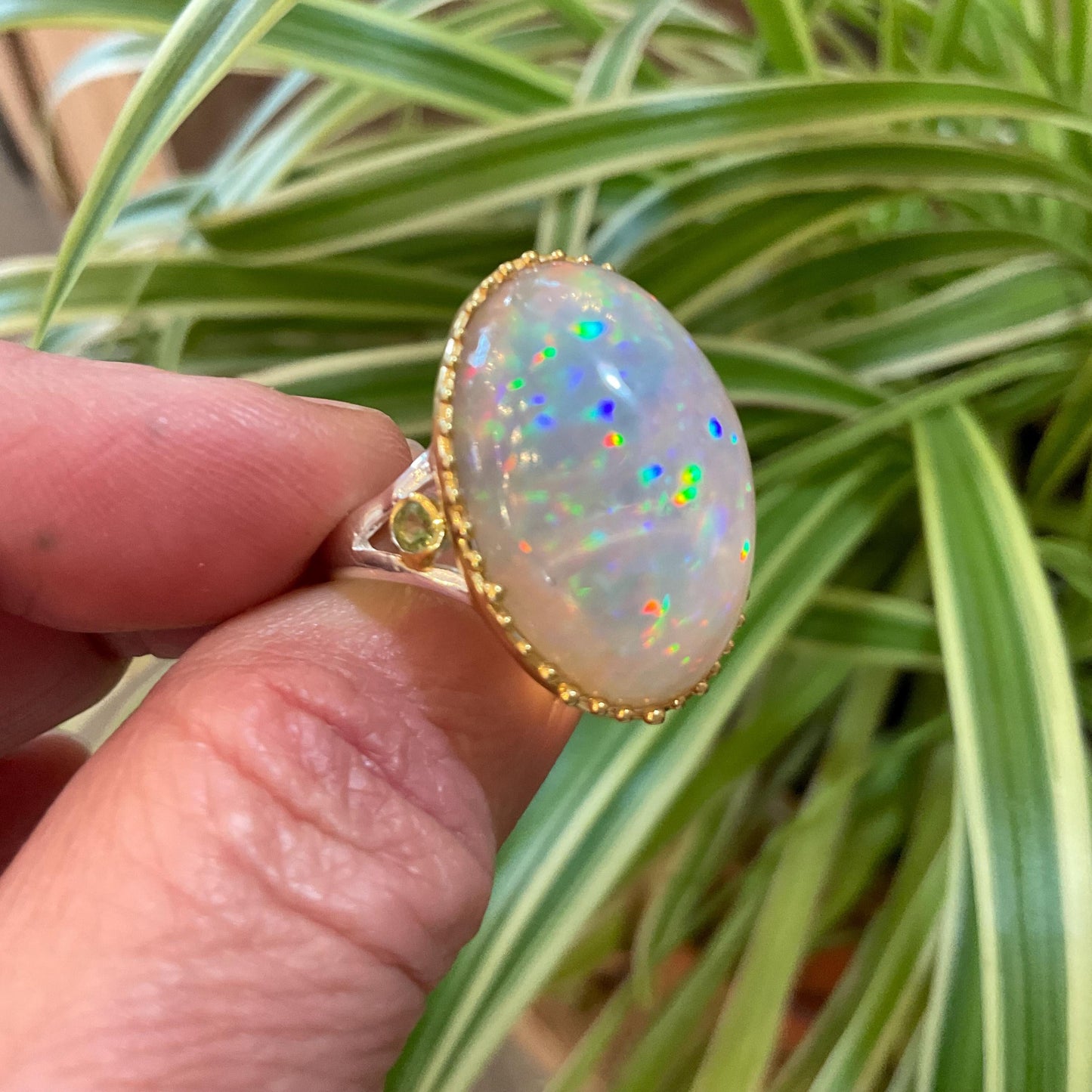 sterling silver Natural mesmerizing rainbow Opal ring 8 Colors Of Etnika