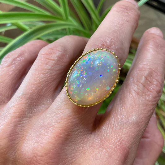 sterling silver Natural mesmerizing rainbow Opal ring 8