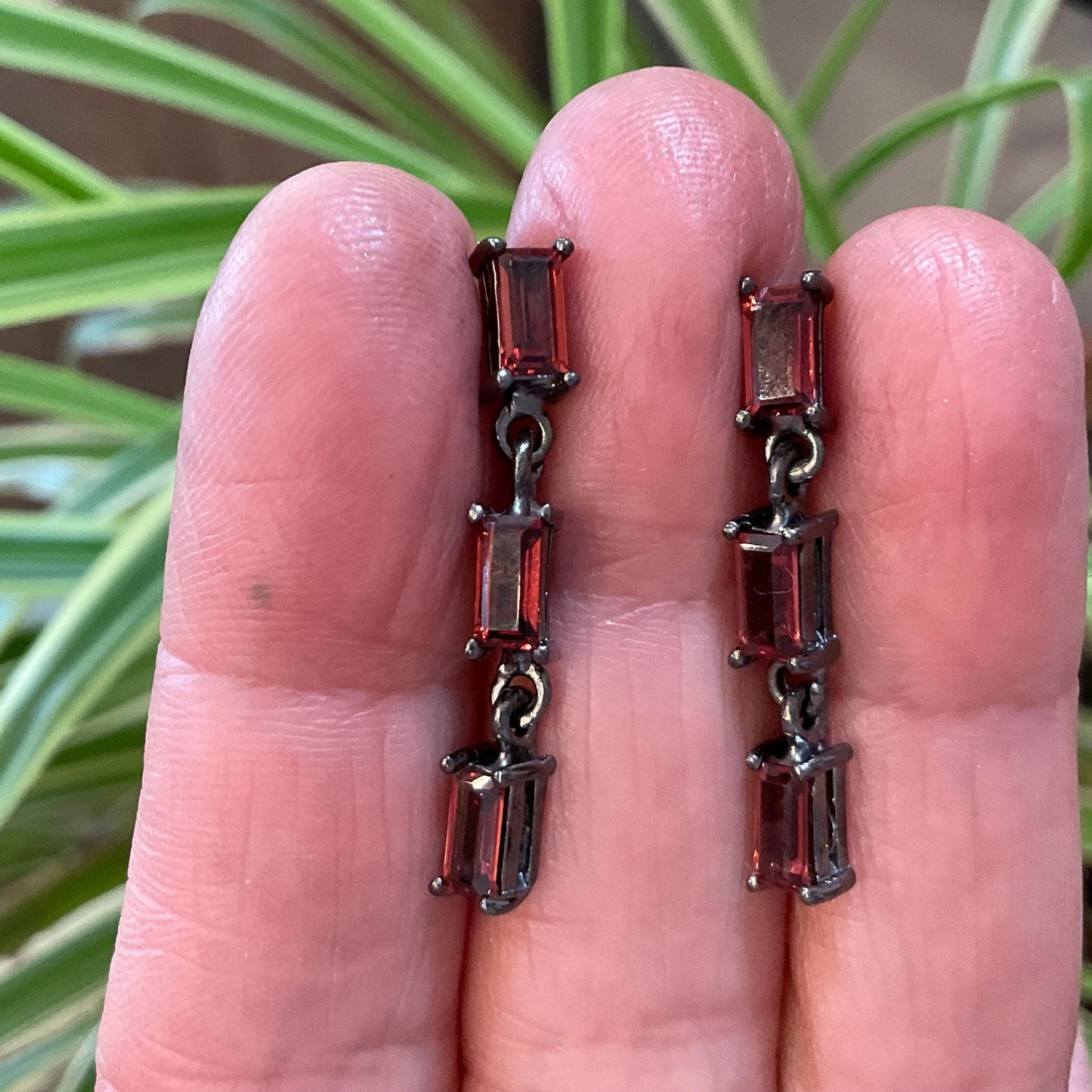 sterling Silver natural Red garnet dangle earrings Colors Of Etnika