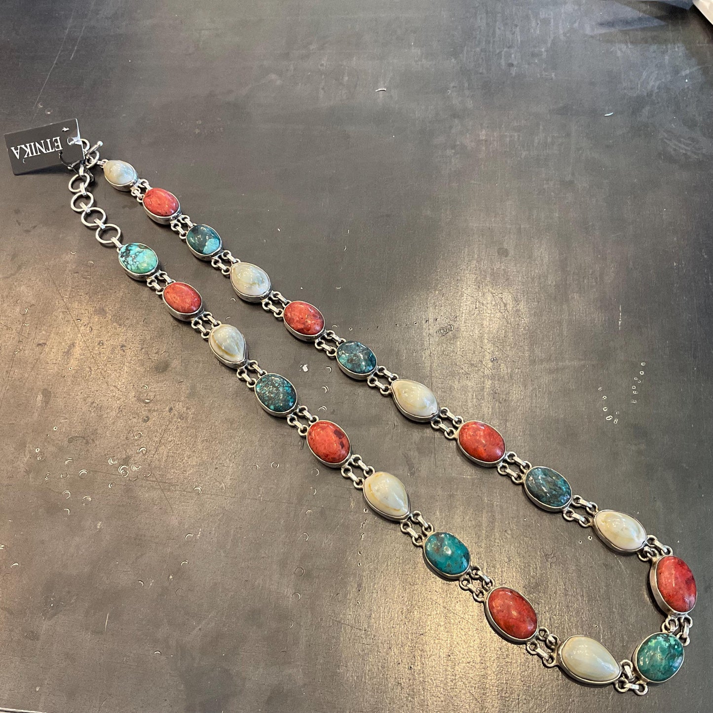 Sterling Silver Turquoise red coral Statement Necklace Colors Of Etnika