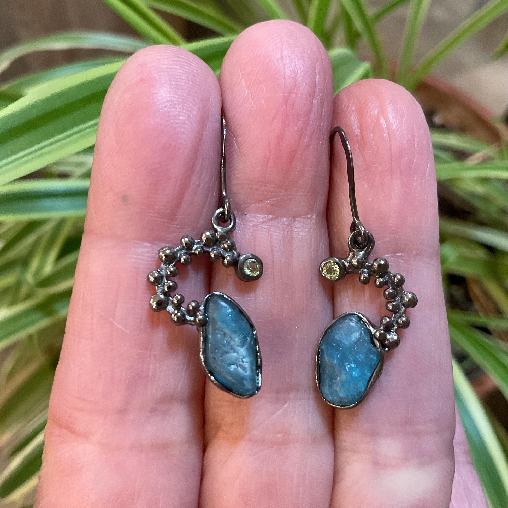 Sterling Silver Blue Apatite dangle Earrings Colors Of Etnika