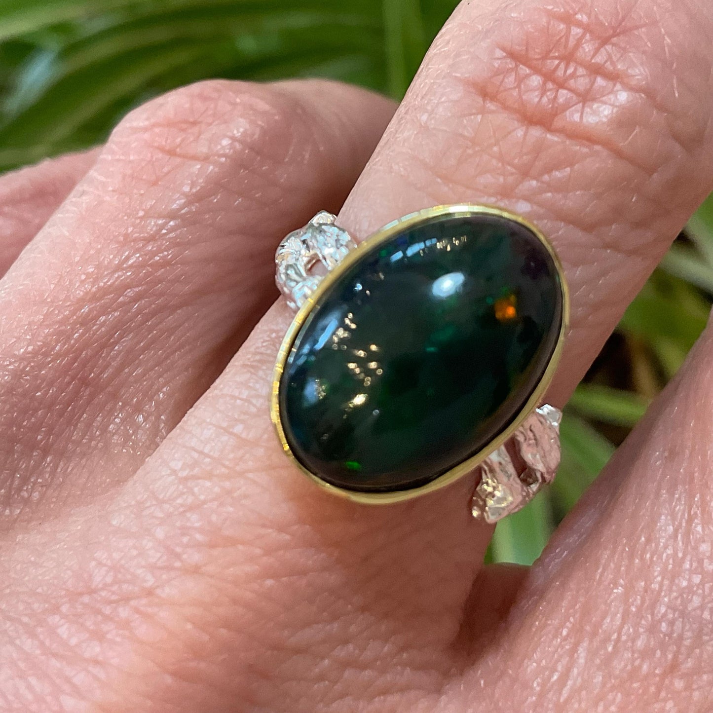 sterling silver Natural mesmerizing Fire Opal solitaire oval ring 6.5 Colors Of Etnika