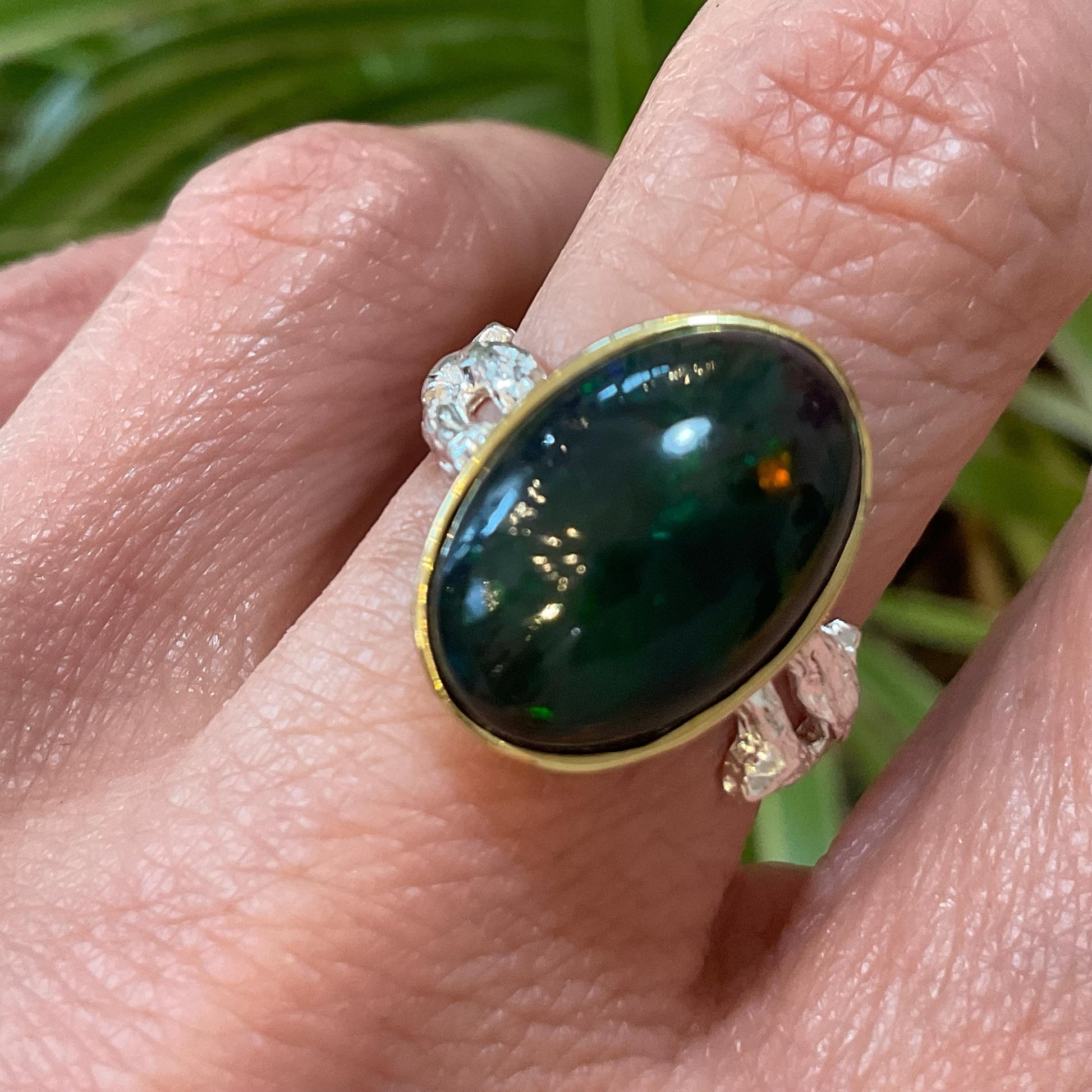 sterling silver Natural mesmerizing Fire Opal solitaire oval ring 6.5 Colors Of Etnika