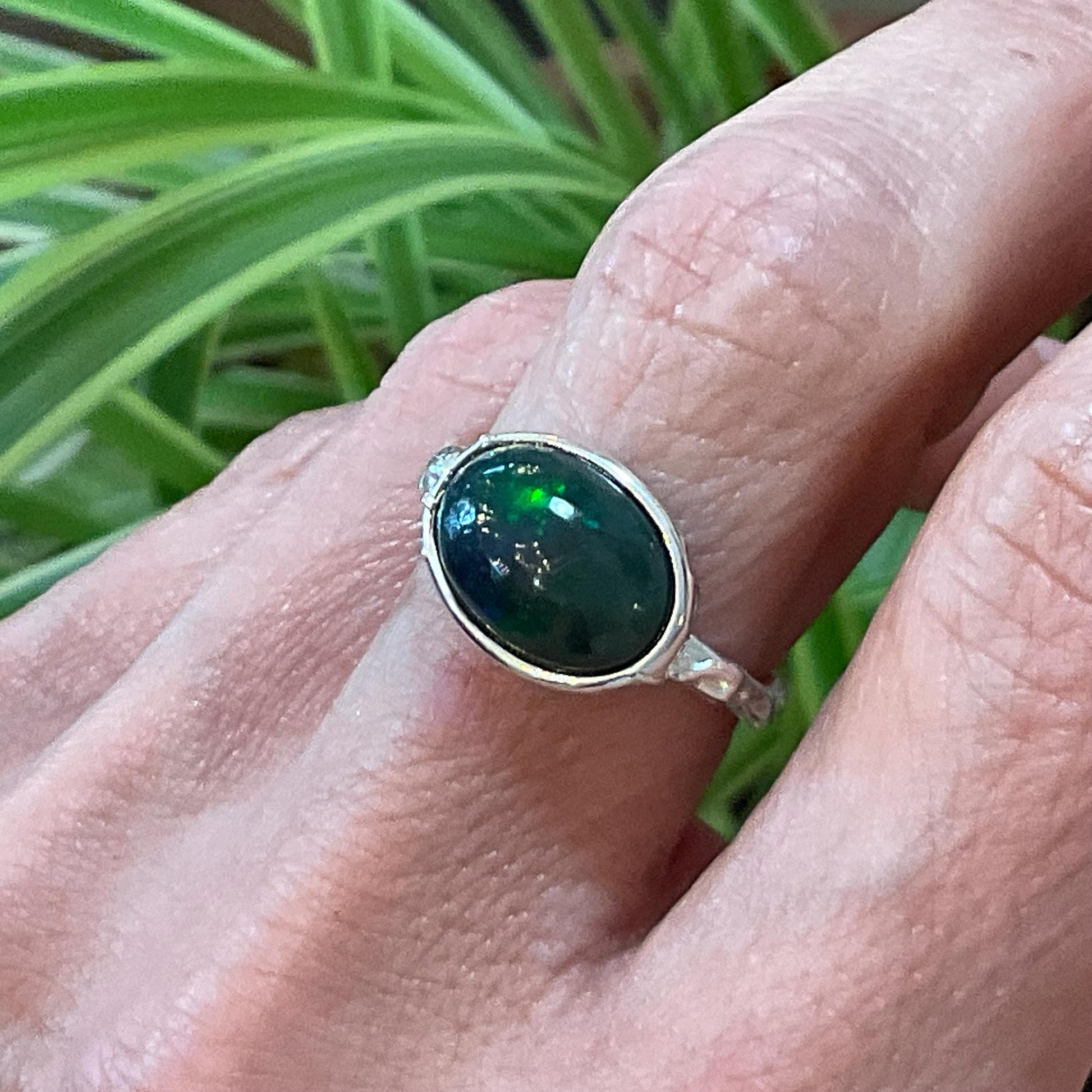 sterling silver Natural mesmerizing Fire Opal solitaire oval ring 7.5 Colors Of Etnika