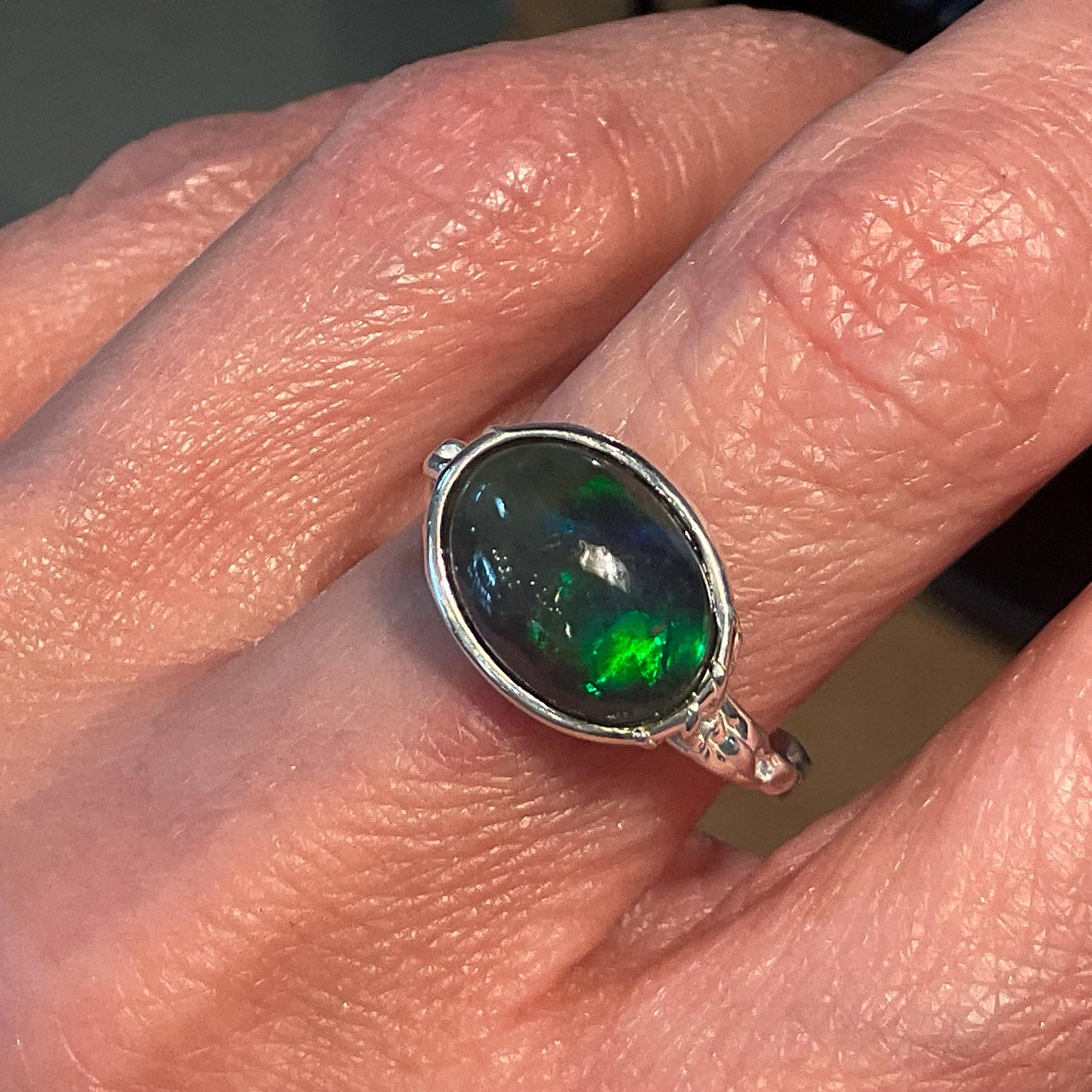 sterling silver Natural mesmerizing Fire Opal solitaire oval ring 7.5 Colors Of Etnika