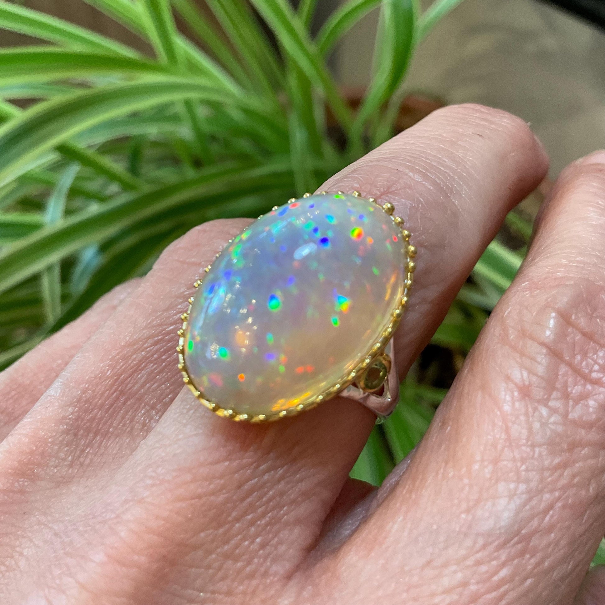 sterling silver Natural mesmerizing rainbow Opal ring 8 Colors Of Etnika