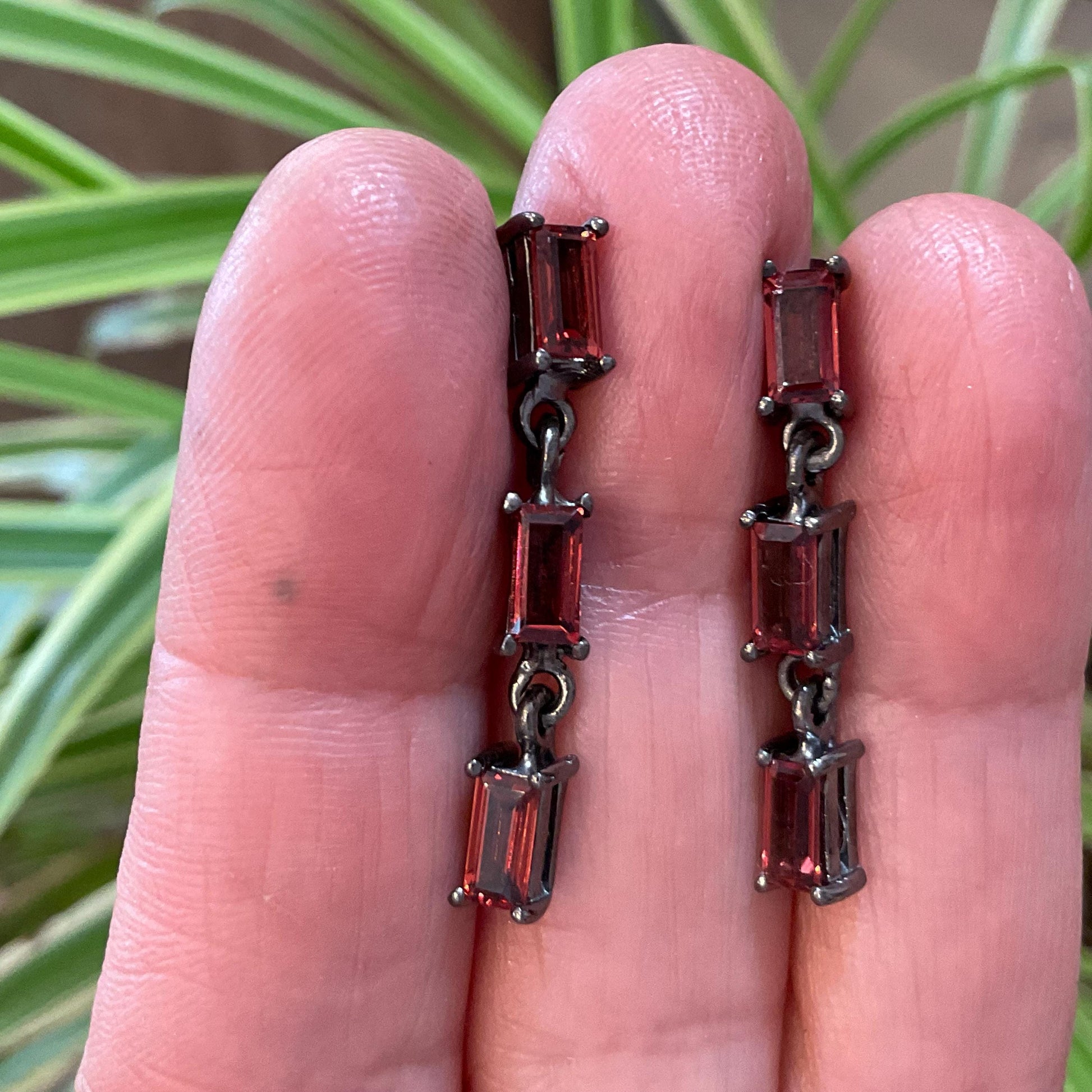 sterling Silver natural Red garnet dangle earrings Colors Of Etnika