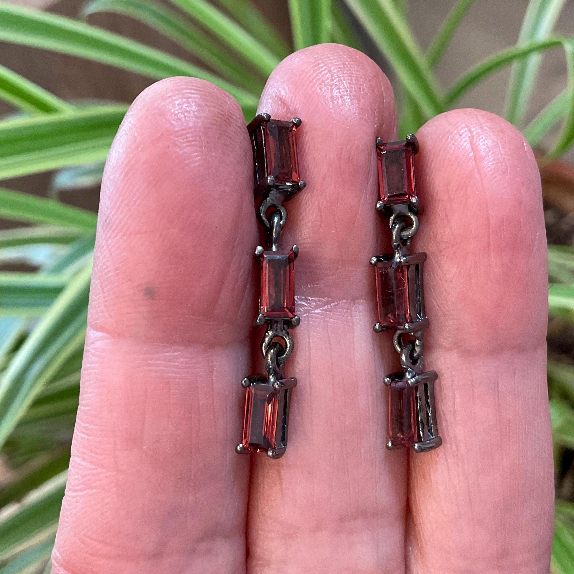 sterling Silver natural Red garnet dangle earrings Colors Of Etnika