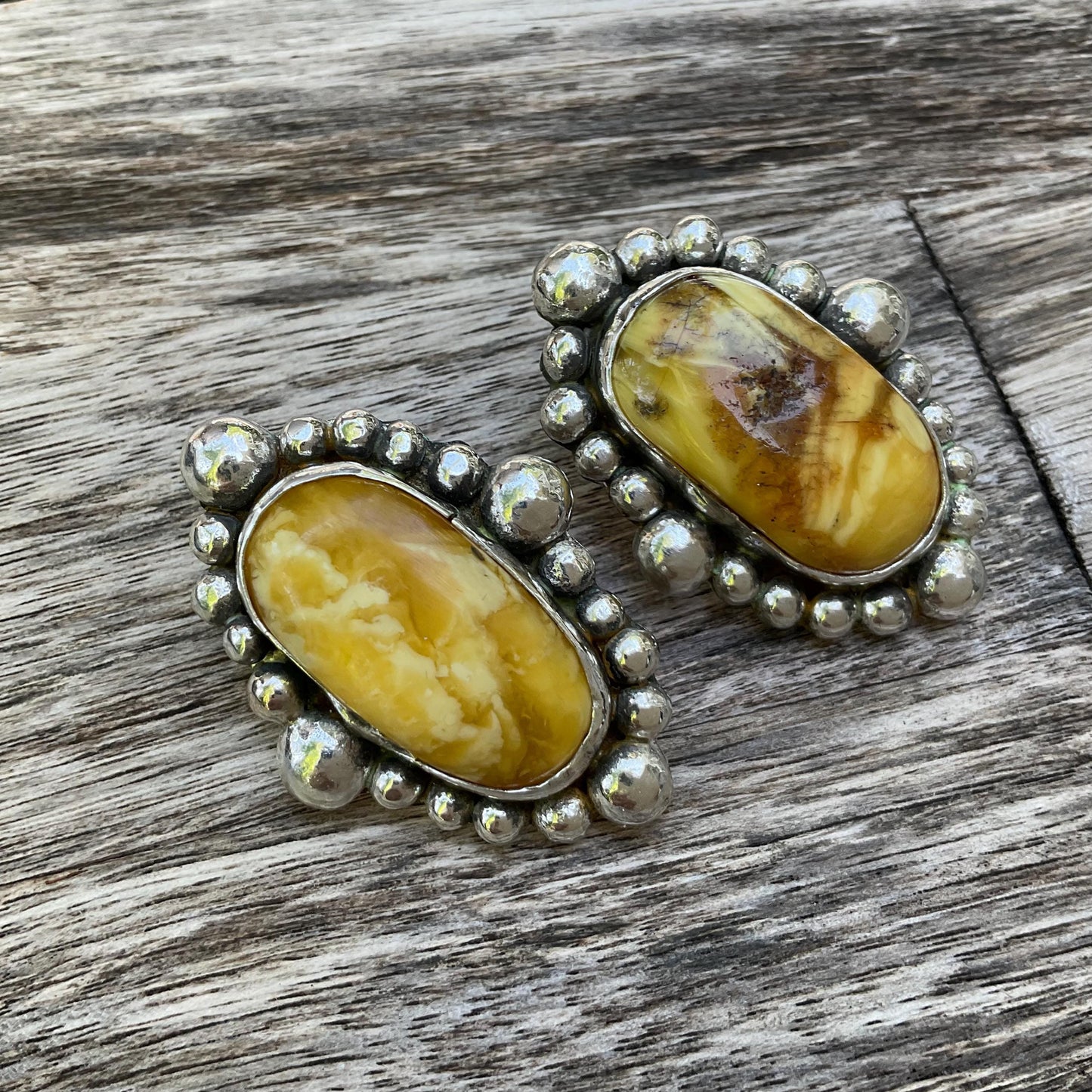 Sterling silver butterscotch yellow Amber statement earrings Colors Of Etnika