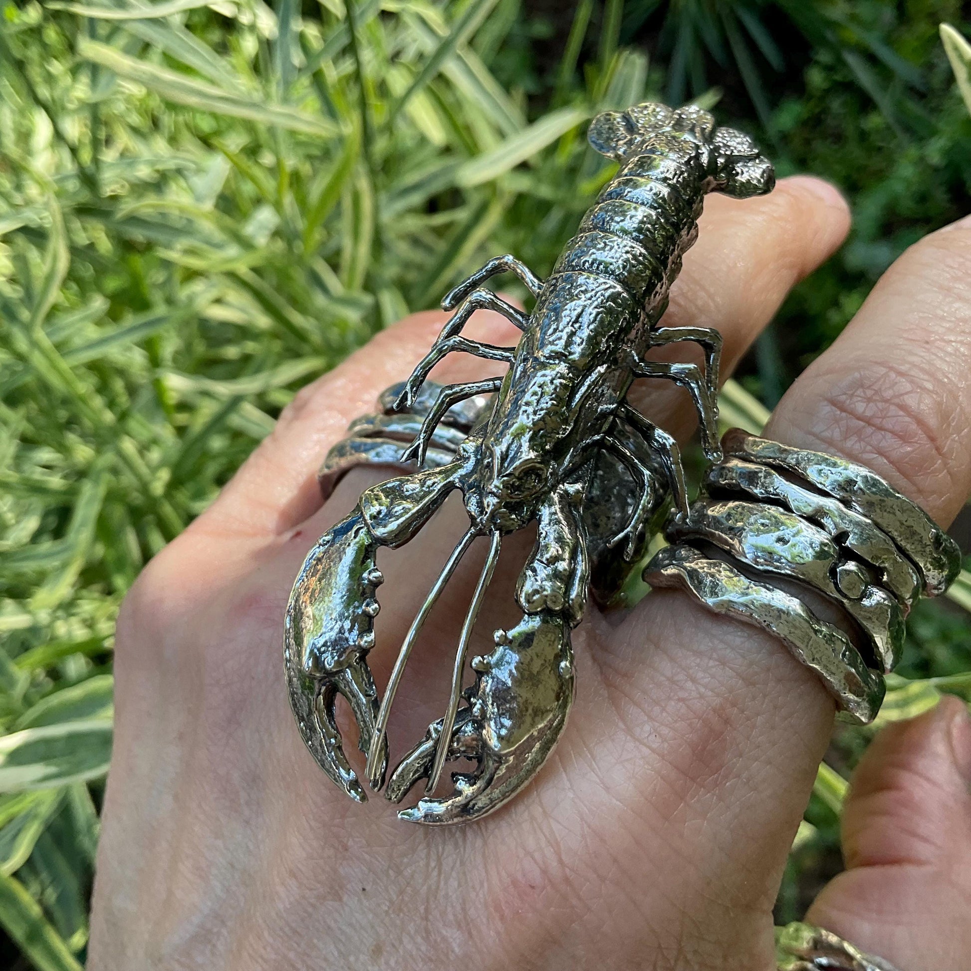 Sterling Statement massive lobster adjustable cuff ring Colors Of Etnika