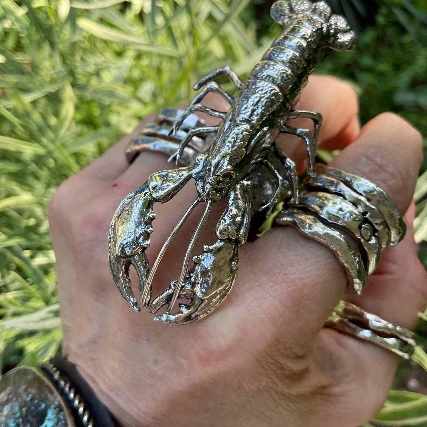 Sterling Statement massive lobster adjustable cuff ring Colors Of Etnika