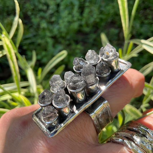 Sterling silver natural rough herkimer diamond