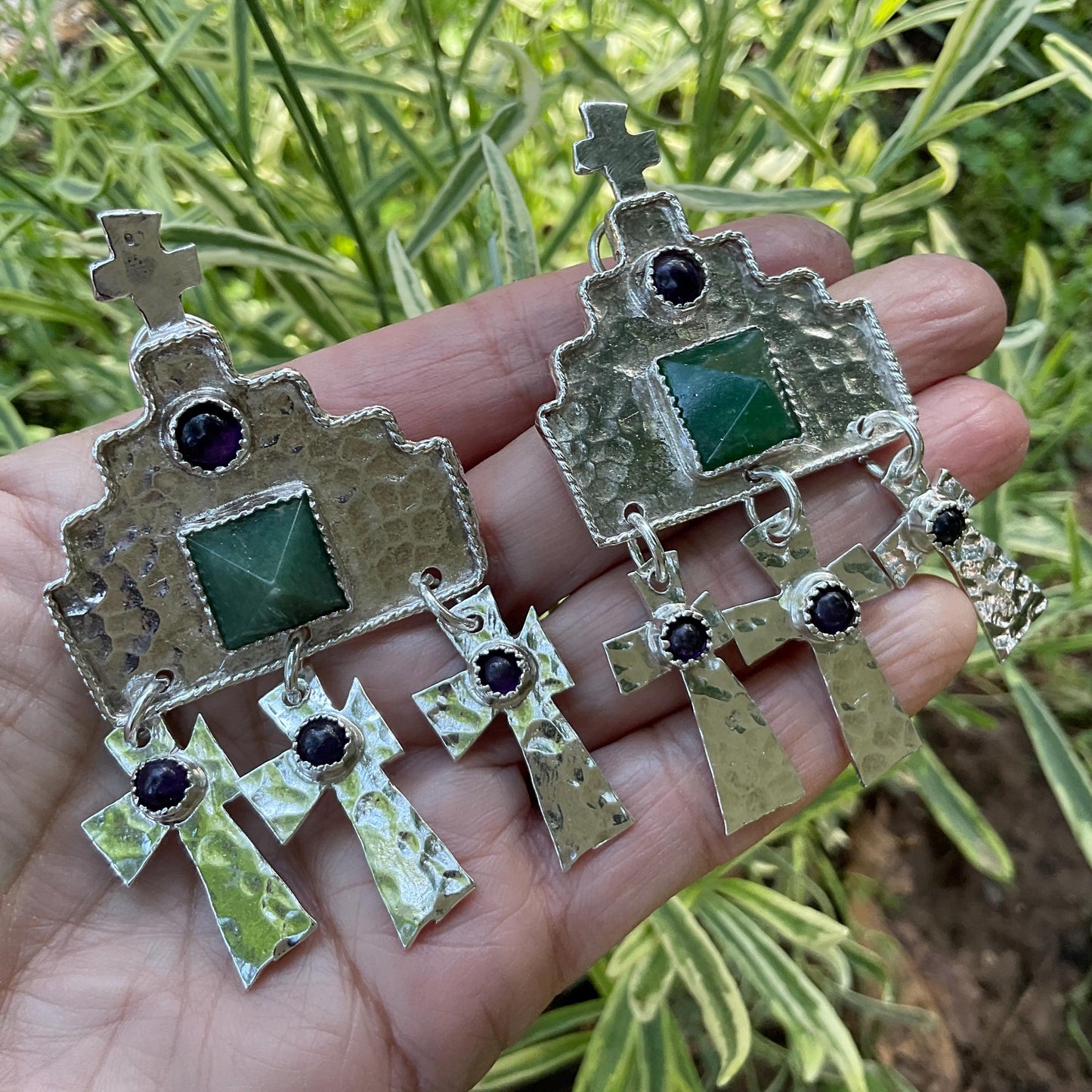 Sterling Silver oversized cross dangle earrings Colors Of Etnika