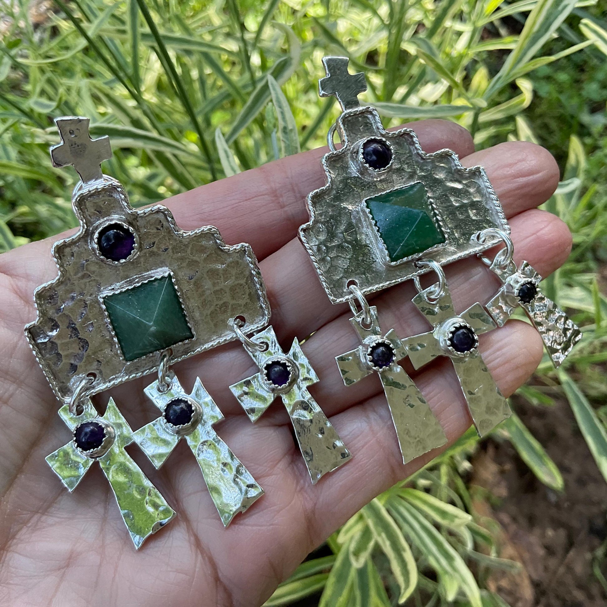 Sterling Silver oversized cross dangle earrings Colors Of Etnika