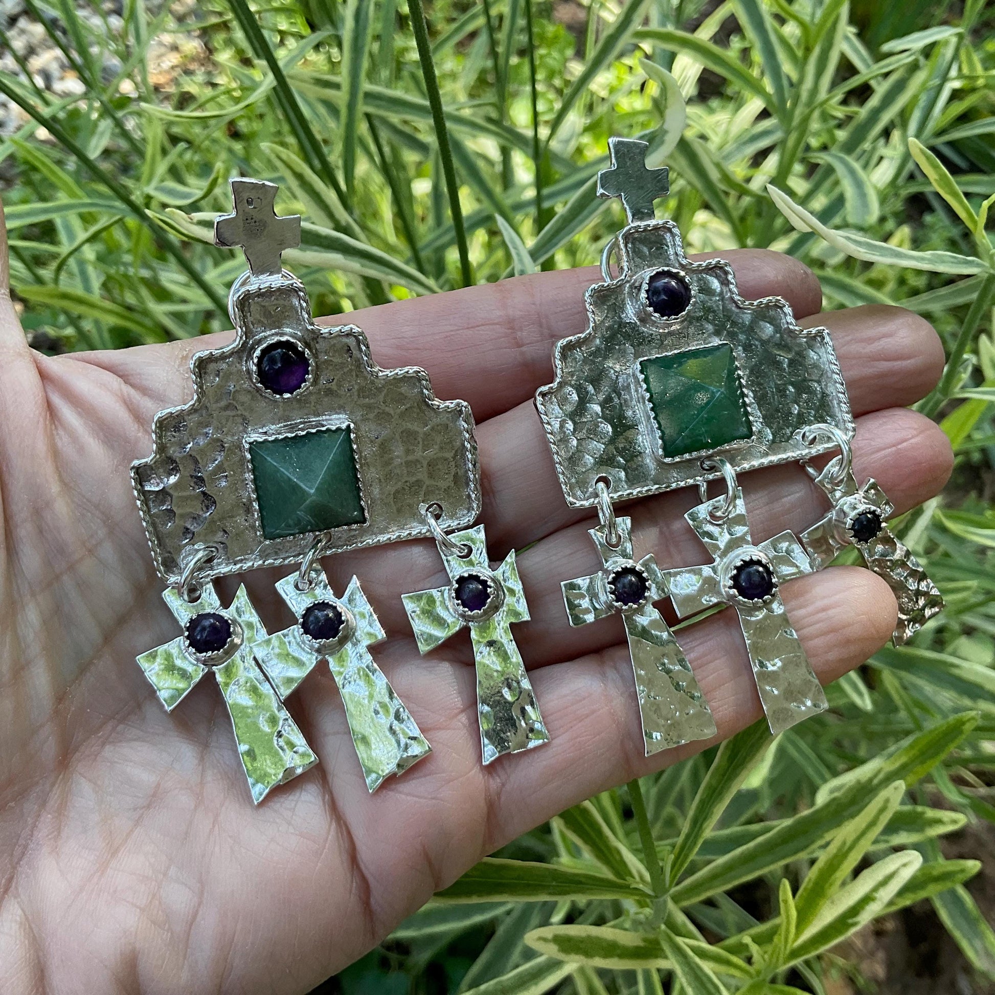 Sterling Silver oversized cross dangle earrings Colors Of Etnika