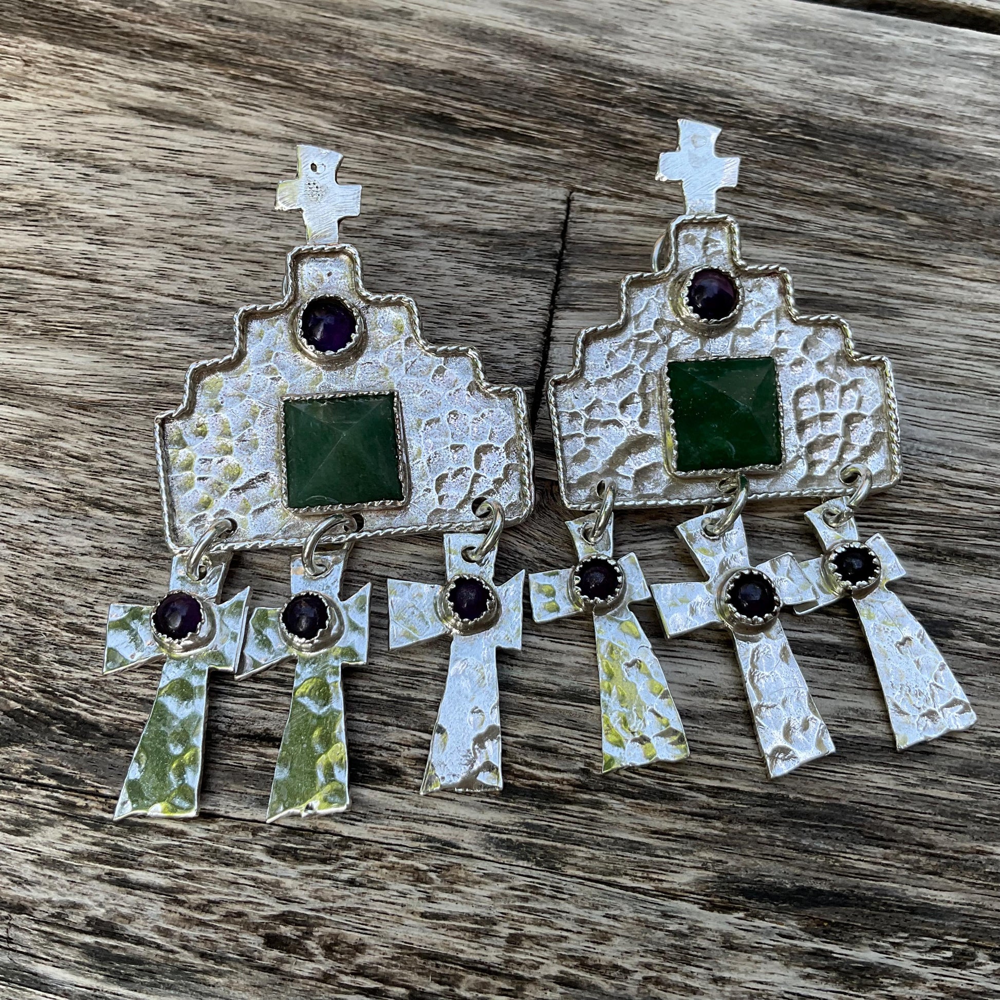 Sterling Silver oversized cross dangle earrings Colors Of Etnika
