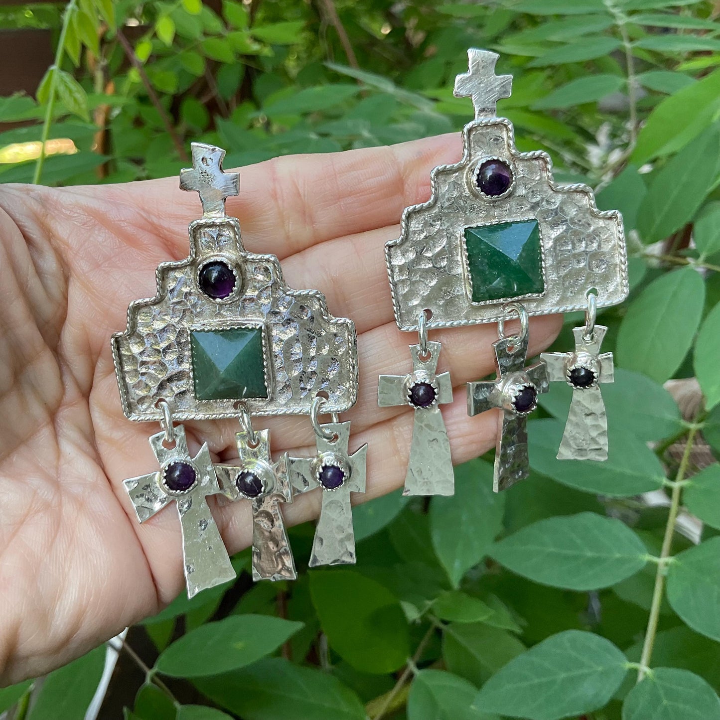 Sterling Silver oversized cross dangle earrings Colors Of Etnika
