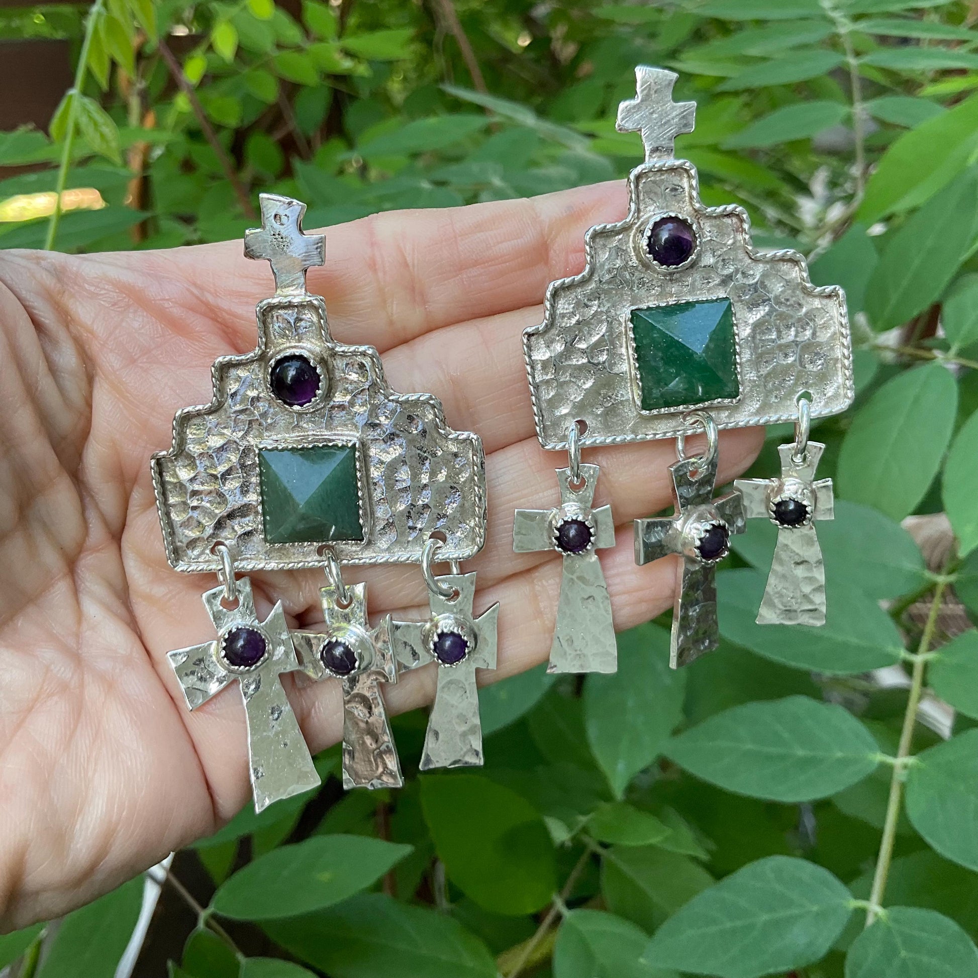 Sterling Silver oversized cross dangle earrings Colors Of Etnika