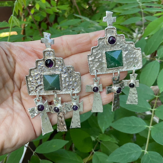 Sterling Silver oversized cross dangle earrings