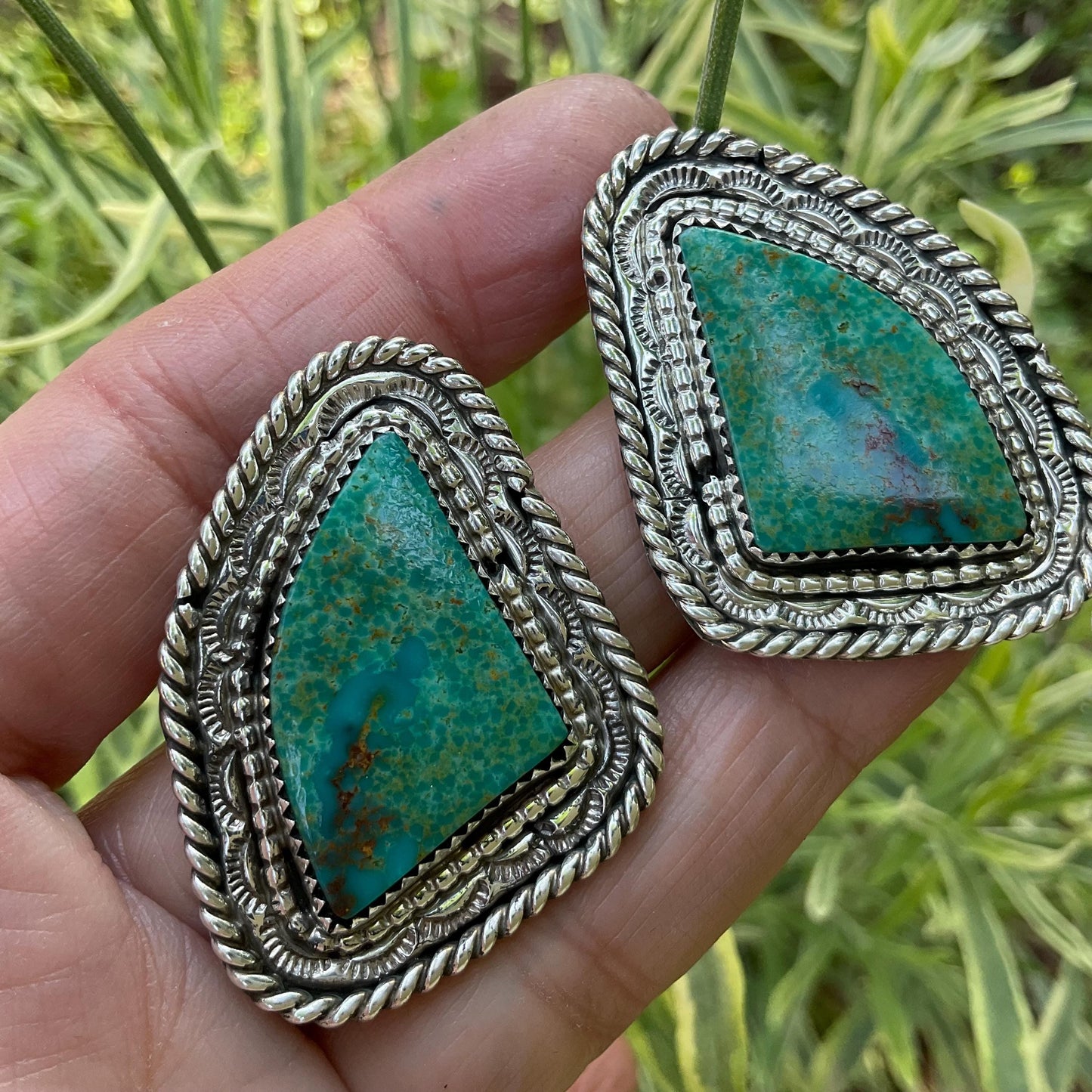 Sterling  Silver turquoise vintage western earrings Colors Of Etnika