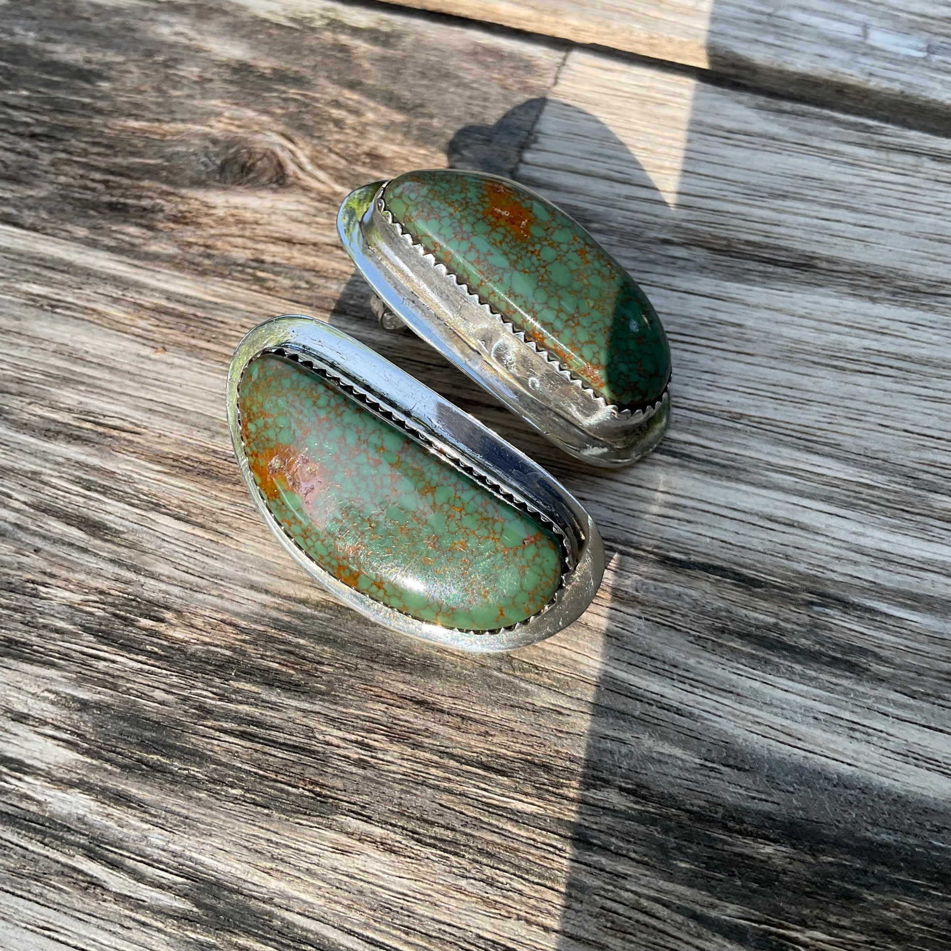 Sterling Silver green turquoise vintage post earrings Colors Of Etnika