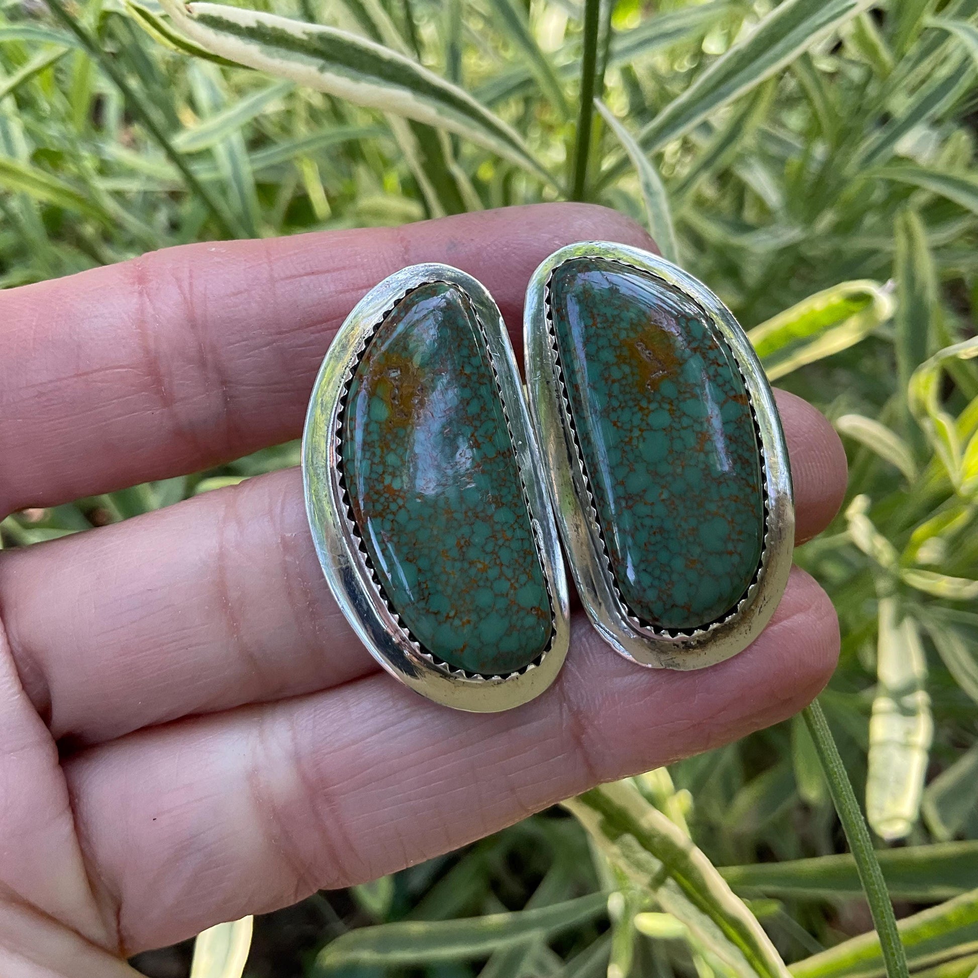 Sterling Silver green turquoise vintage post earrings Colors Of Etnika