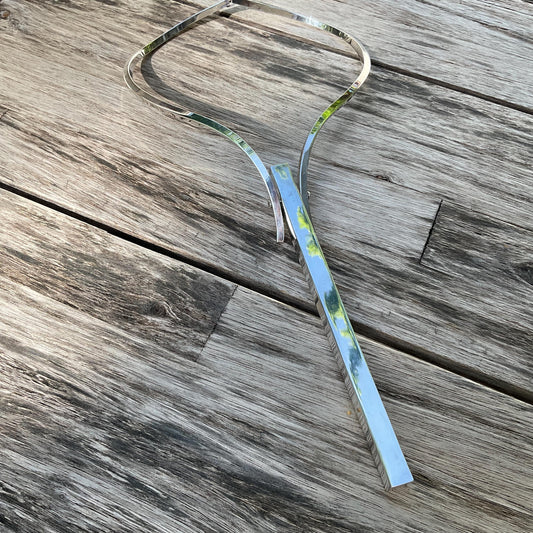 sterling silver vintage choker modernist necklace