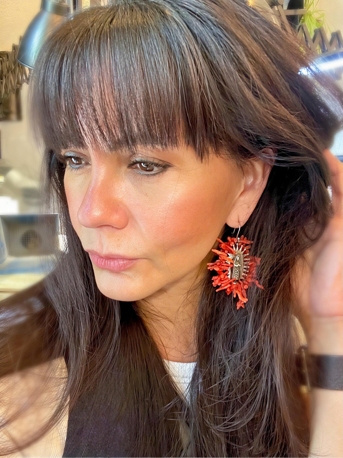 Sterling Silver madonna coral earrings Colors Of Etnika
