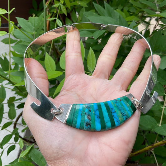 Sterling silver vintage turquoise necklace choker