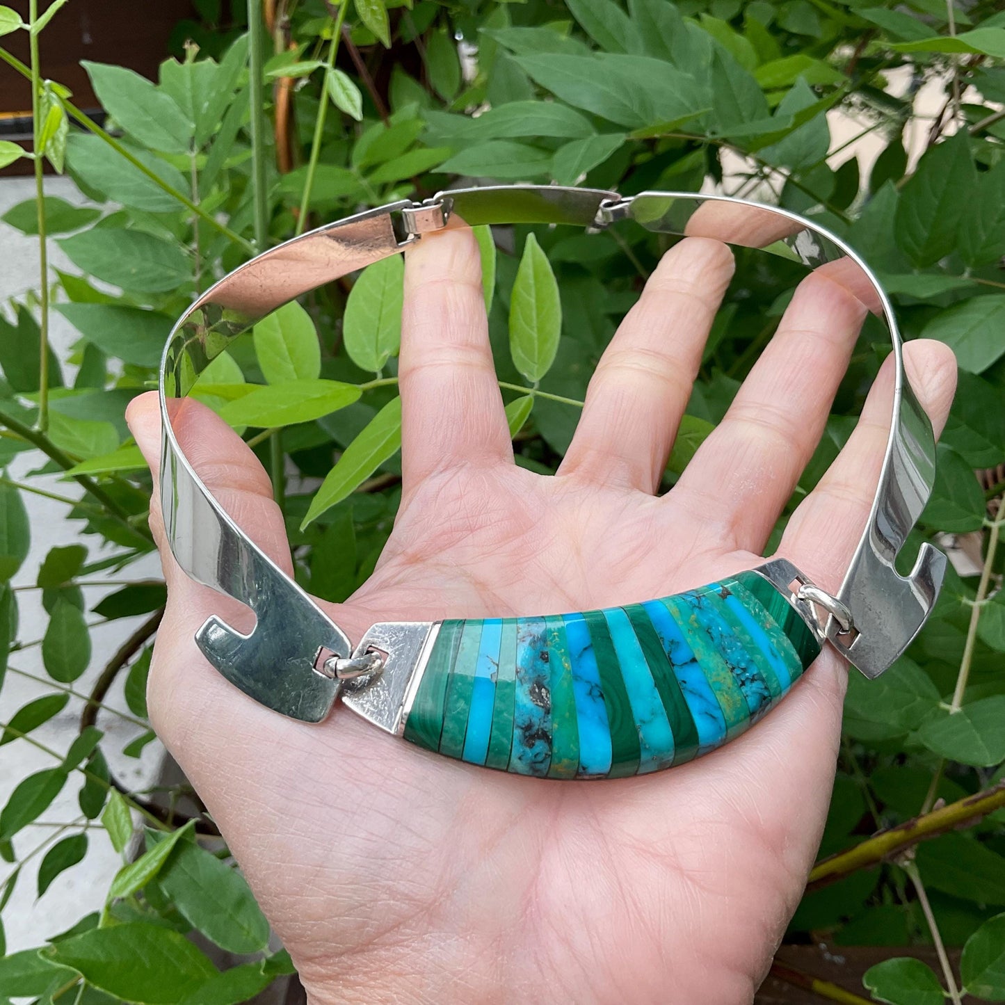Sterling silver vintage turquoise necklace choker Colors Of Etnika