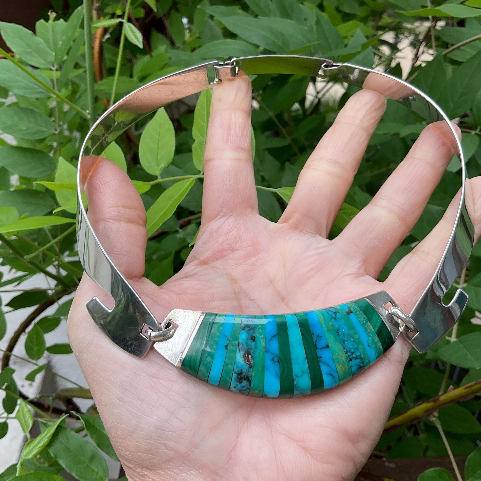 Sterling silver vintage turquoise necklace choker Colors Of Etnika