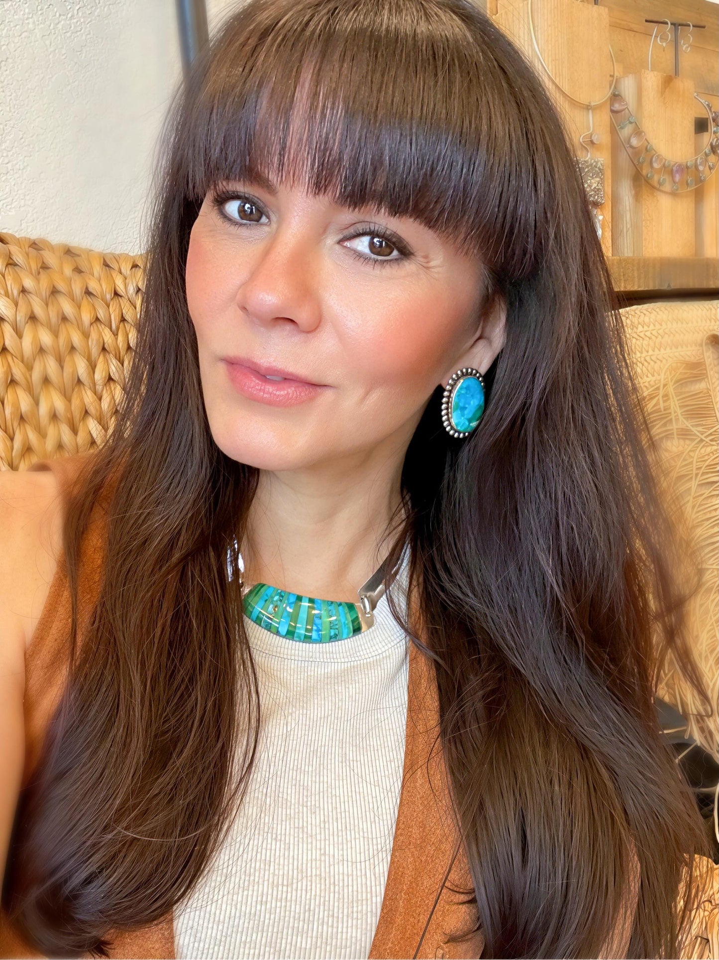 Sterling silver vintage turquoise necklace choker Colors Of Etnika
