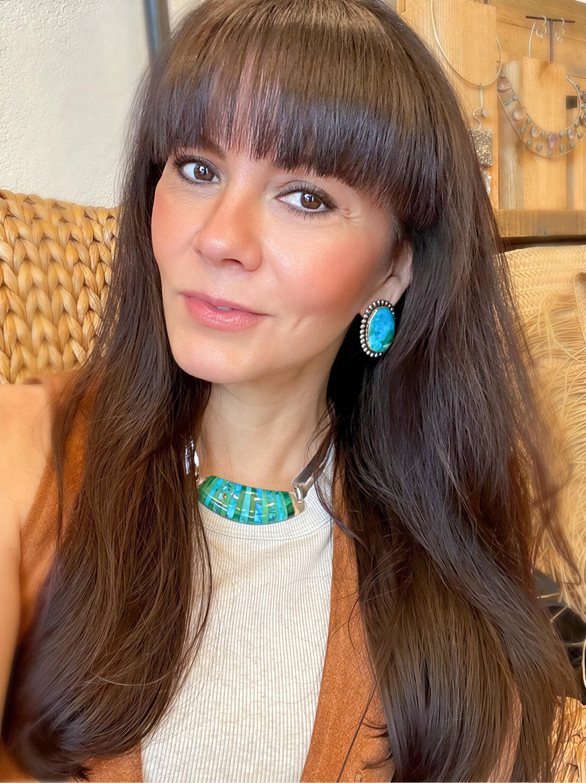 Sterling silver vintage turquoise necklace choker Colors Of Etnika