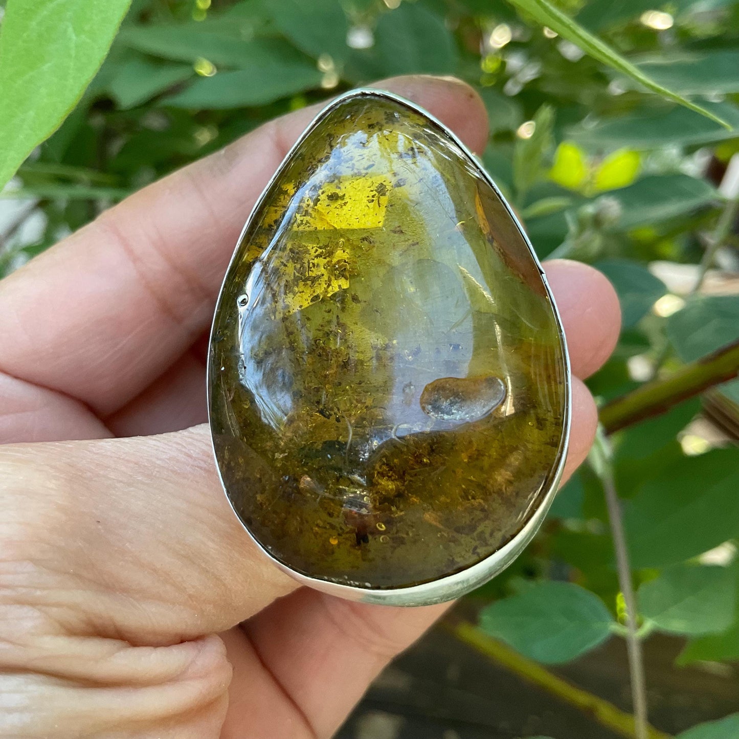 sterling silver brutalist amber Statement ring cuff 7-9 Colors Of Etnika