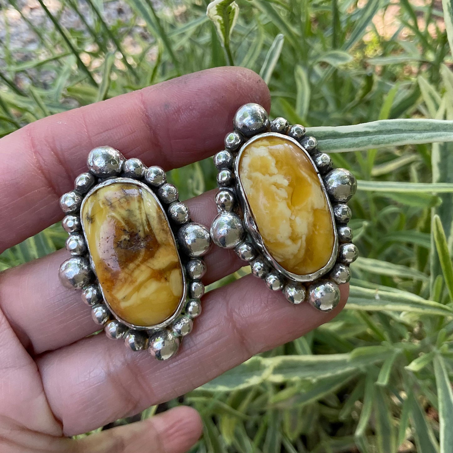 Sterling silver butterscotch yellow Amber statement earrings Colors Of Etnika