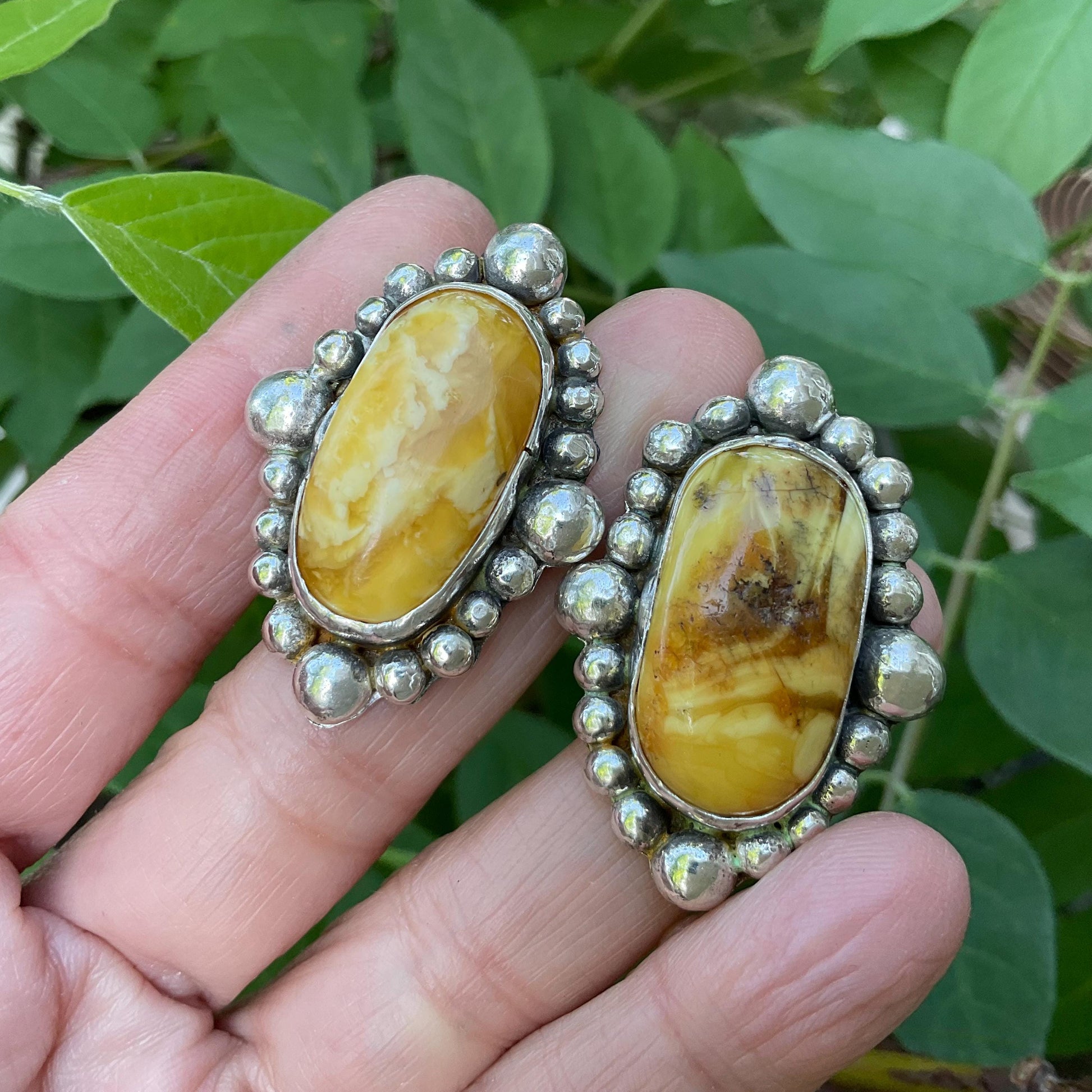 Sterling silver butterscotch yellow Amber statement earrings Colors Of Etnika