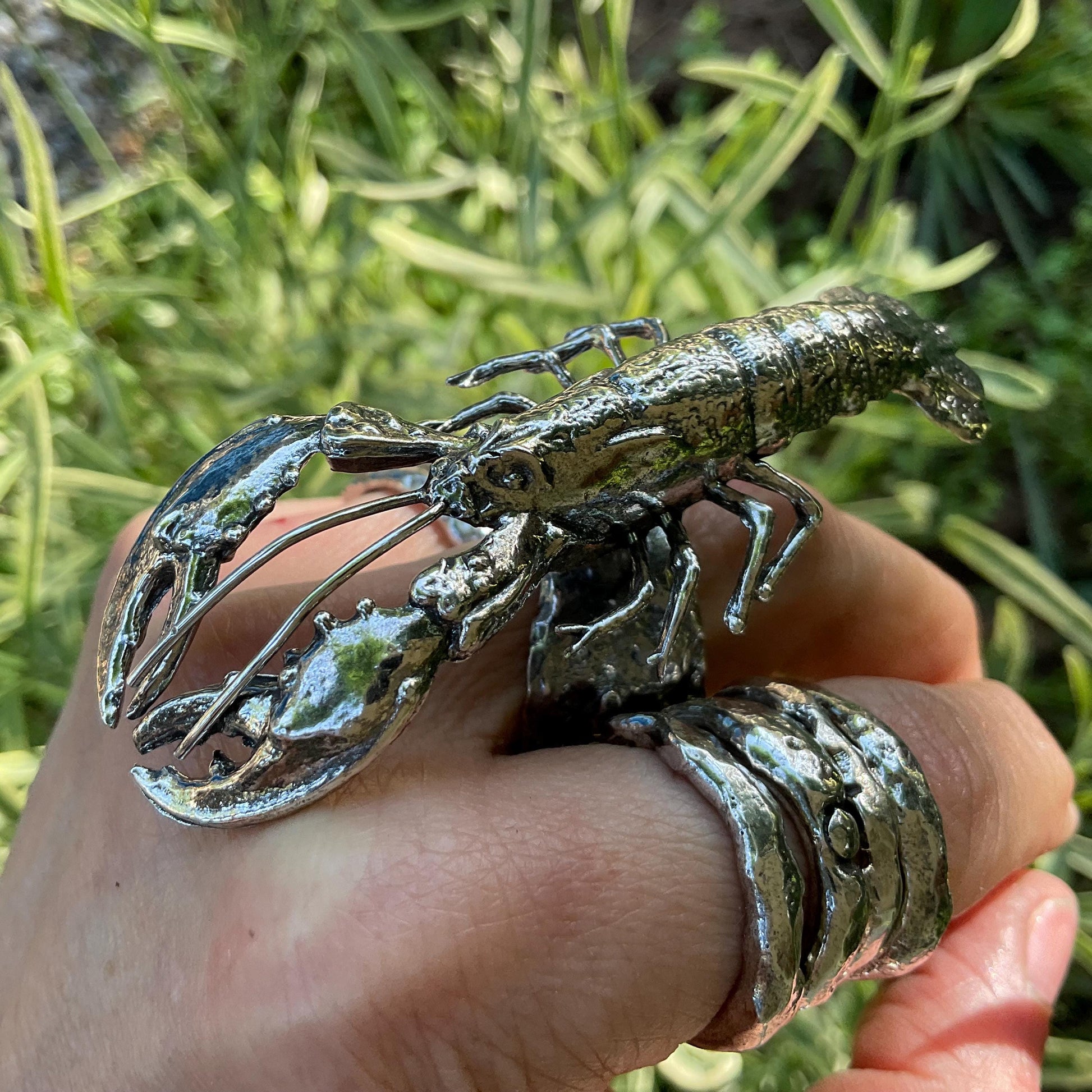 Sterling Statement massive lobster adjustable cuff ring Colors Of Etnika