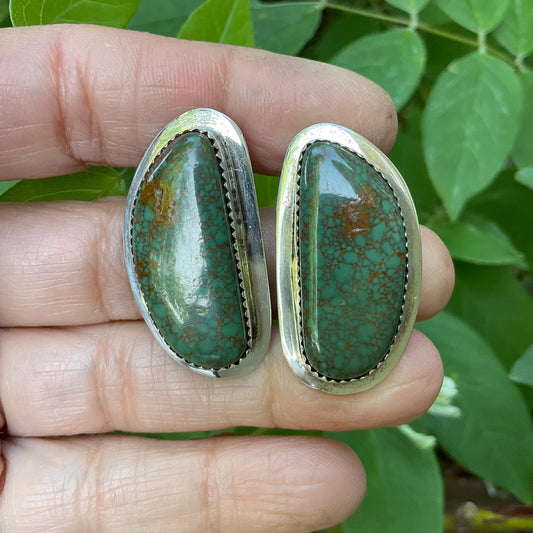 Sterling Silver green turquoise vintage post earrings