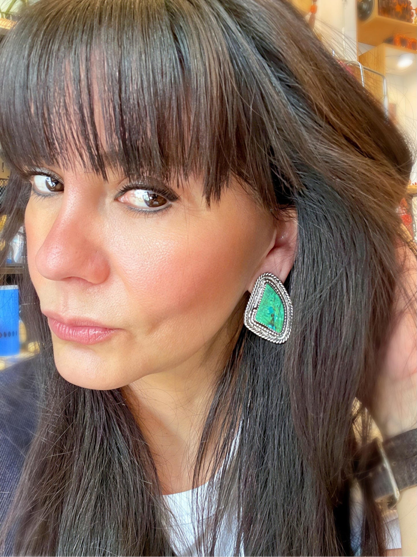 Sterling  Silver turquoise vintage western earrings Colors Of Etnika